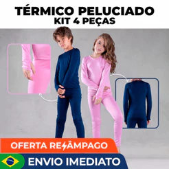 Kit 2 Conjunto Térmico Peluciado Infantil Flanelado Juvenil Menina Menino unissex Segunda Pele