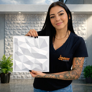 Kit 80 de Placas 3D em PVC 25x25 cm para Revestimento Decorativo de Parede Com Dupla Face