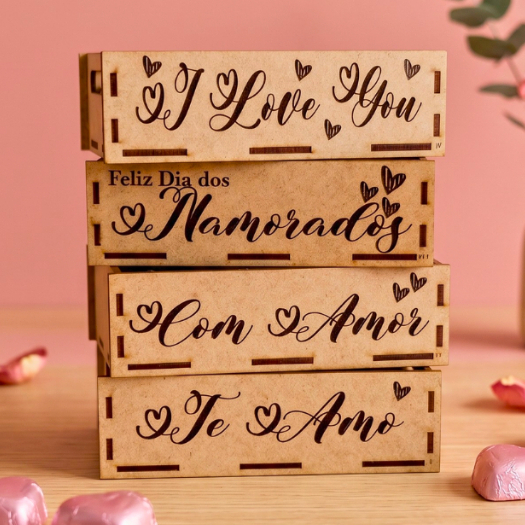 Kit 10 Bandejas MDF 20x15 Dia dos Namorados Atacado Revenda Cesta Café Manhã Impressão UV Te Amo