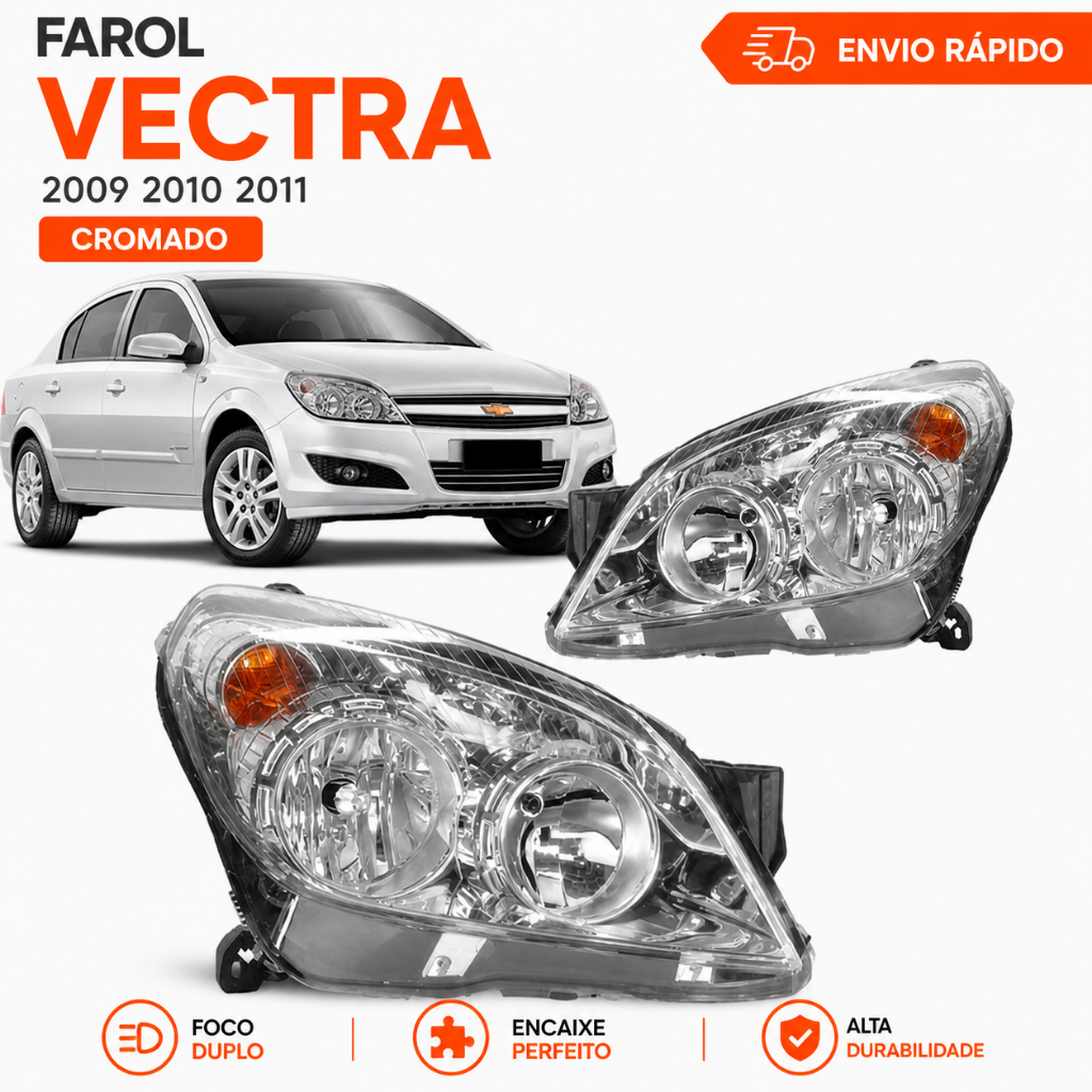 Farol Vectra 2009 2010 2011 Cromado