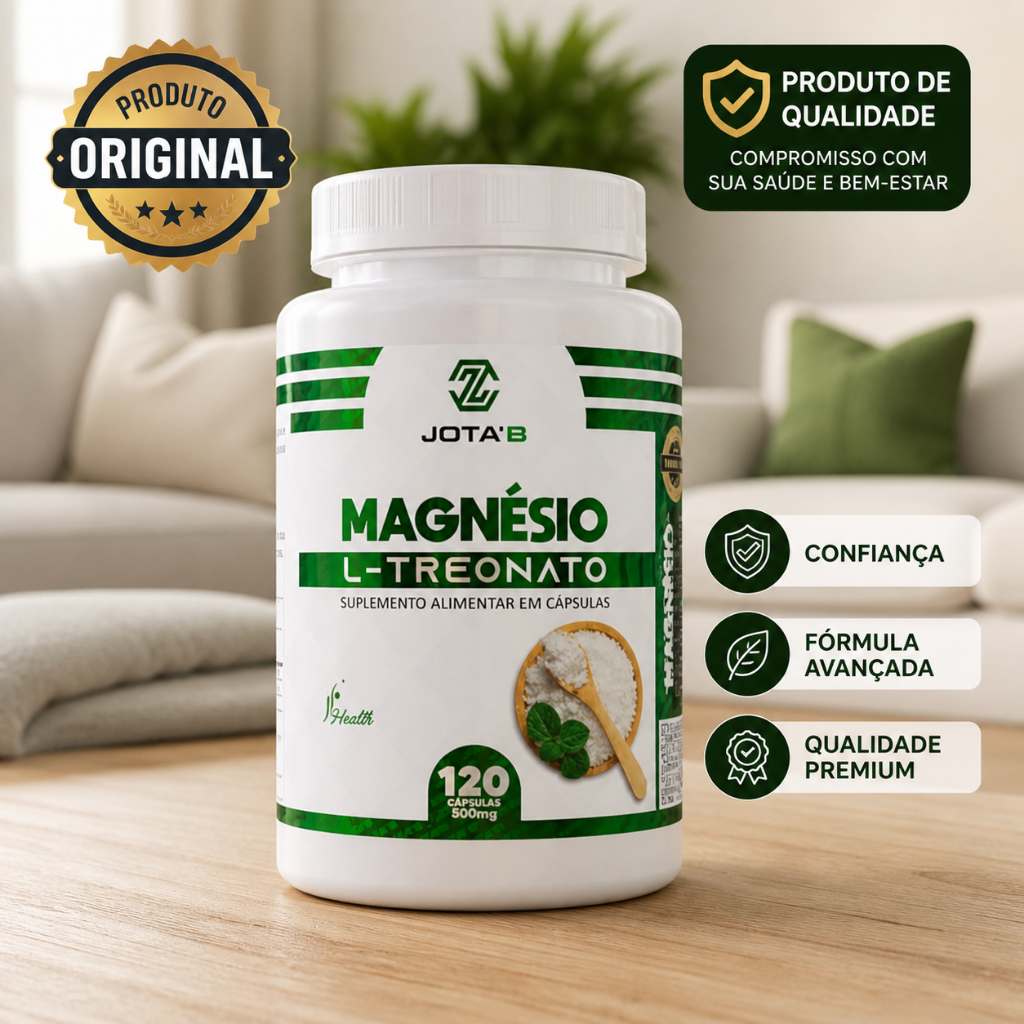 Magnésio L-Treonato foco e memória 120 Cápsulas  500mg JOTA’B SUPLEMENTOS 100% Original