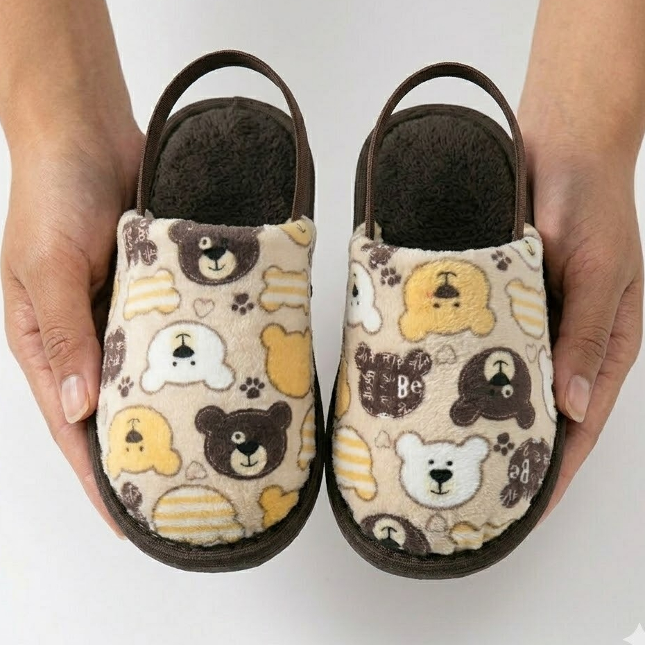 Pantufa Chinelo Infantil Unissex Ursinho Fofinho Super Confortável e Macia com Elástico
