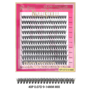 New Show Card of 200 Knotless Tuft Eyelashes  20P/30P/40P/40P+SR116/SR116/0.07D 9-14Mix