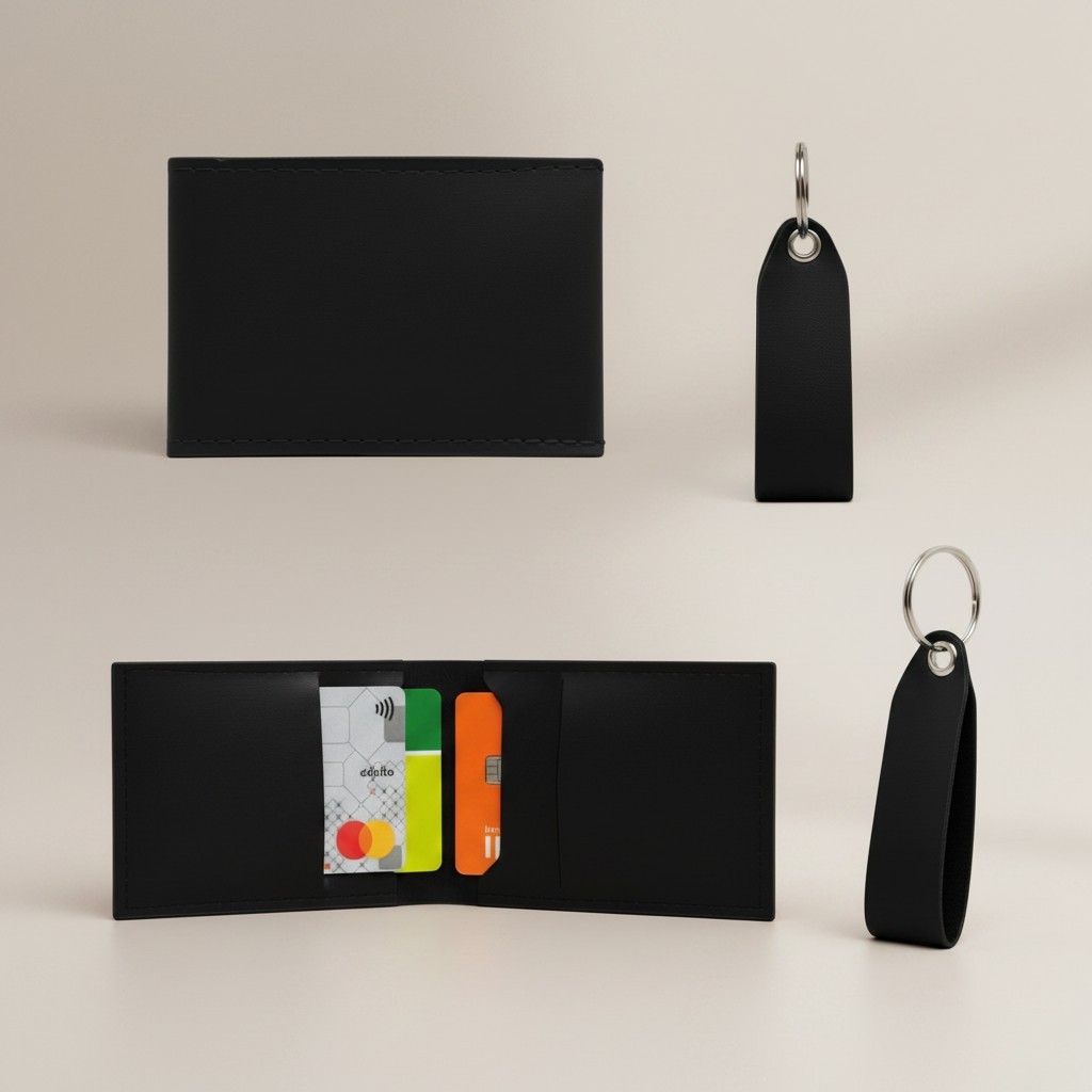 Kit Porta Cartão Feminino Masculino + Chaveiro Basico Slim Mimo