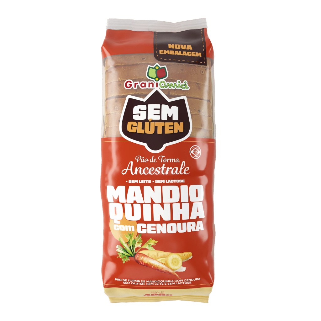 PÃO GRANI AMICI SEM GLUTEN MANDIOQUINHA COM CENOURA 420g