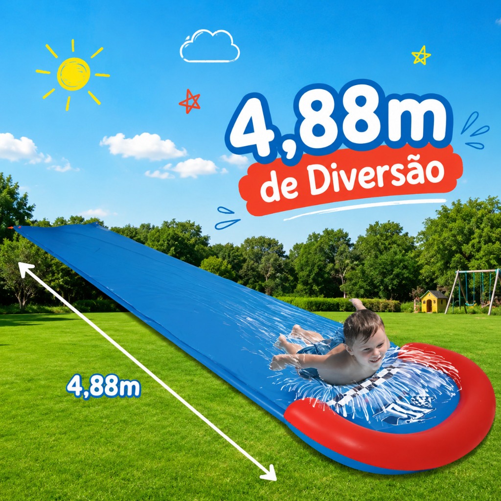 Escorregador Toboágua De Pvc Inflável Diversão Garantida Importway Azul · foto 2