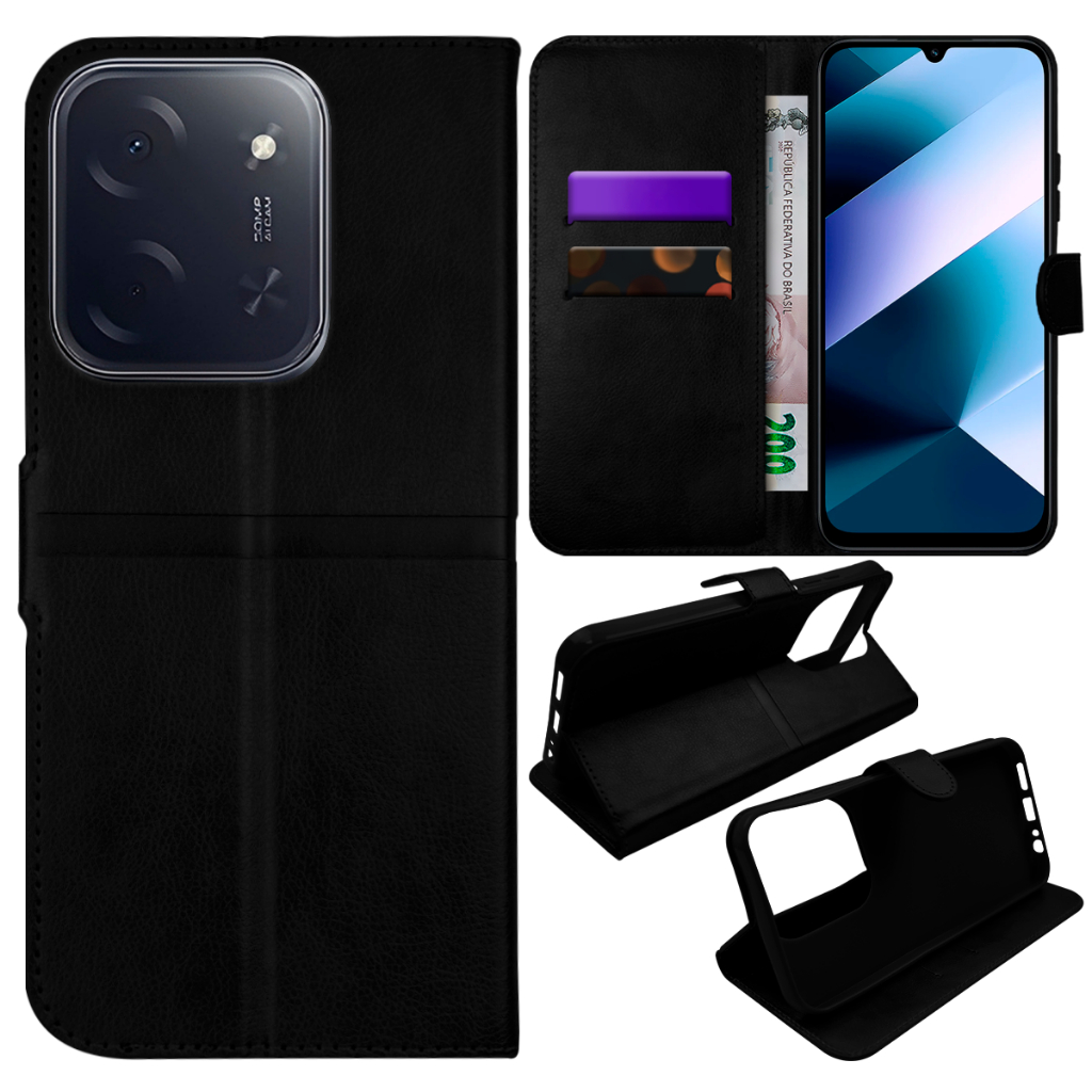 Capa Carteira + Película De Câmera para Xiaomi Poco C85 tela 6.9 pol - Cell In Power25