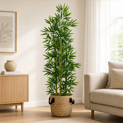 Planta Artificial Bambu Da Sorte Real Toque Decoração