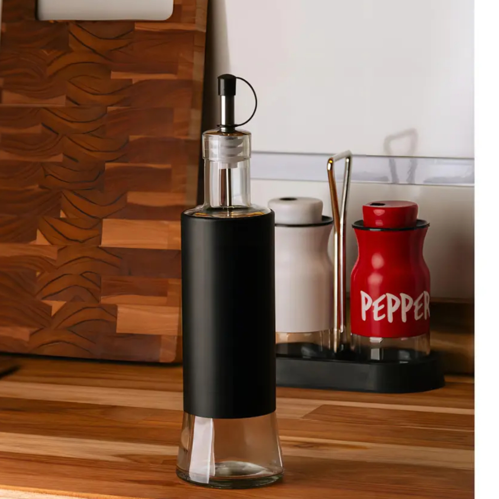Garrafa Para Azeite Wollf Preto Vidro  300 ml