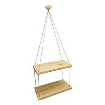 Prateleira Suspensa De Madeira Com Corda Sisal Decorativa