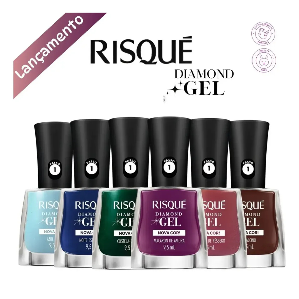 Esmaltes Gel Risque Nova Coleção Risque Diamond Gel Novas Cores