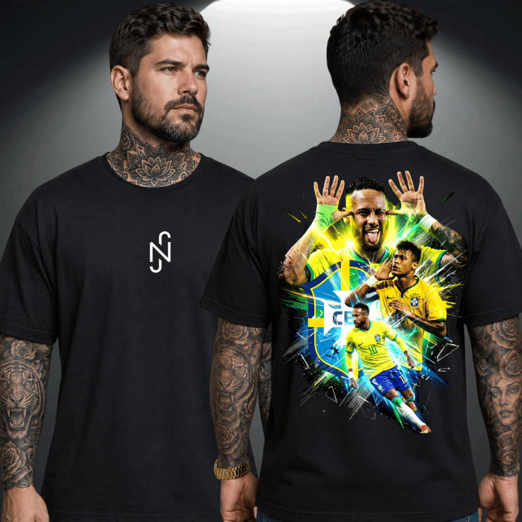 Camiseta Masculina Streewear Estampa Neymar Jr Ney Goat Prime Futebol Njr Menino Da Vila