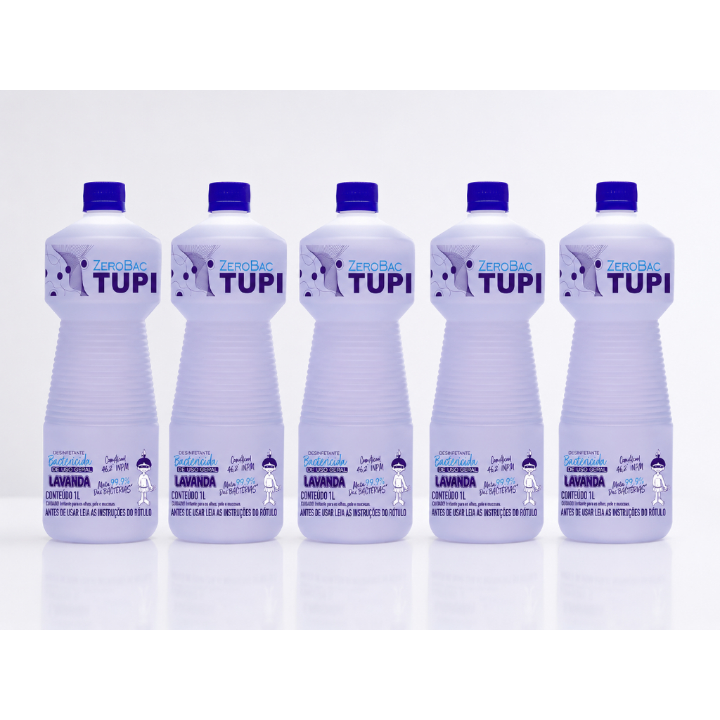 Kit 5 Álcool bactericida Zerobac TUPI LAVANDA - 1L