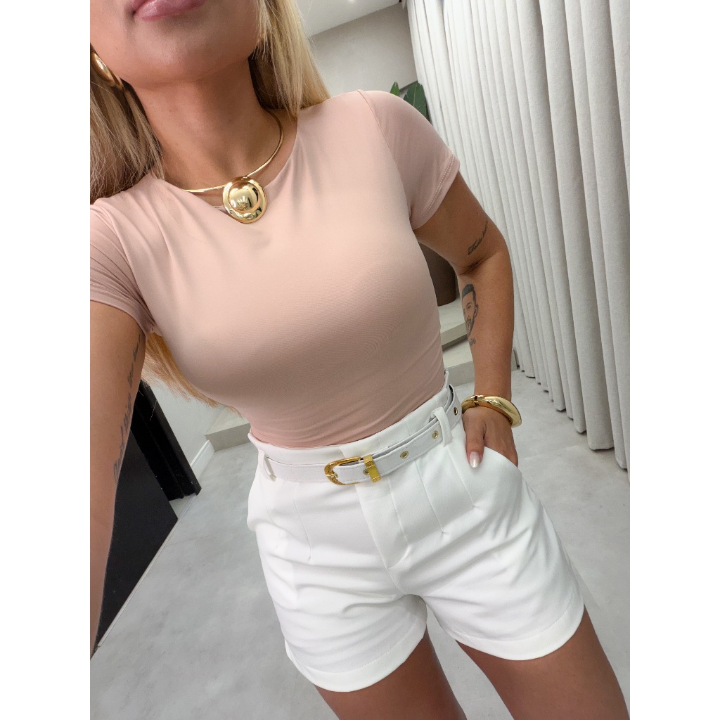 Detalhes do Body Feminino Poliamida Hiara Moda Elegante Casual Ajustado Confortável Versátil Moderno Tendência