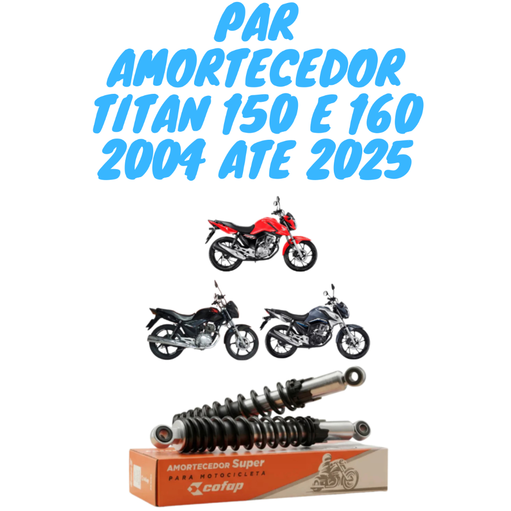 Imagem Par Amortecedor Suspensão Traseiro Titan 150 Fan 150 Titan 160 Fan 160 Start 160 2004 a 2025 Cofap