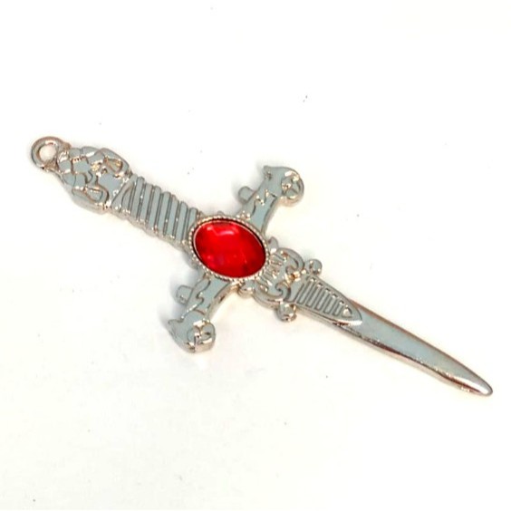 Punhal Adaga Metal Banhado No Dourado Strass Vermelho Cigano