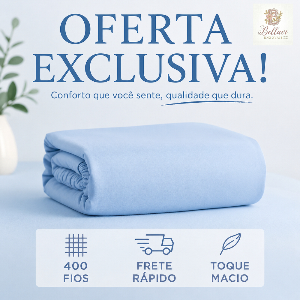 Lençol Com Elástico Avulso 400 Fios Micropercal Poliéster Liso Macio Premium