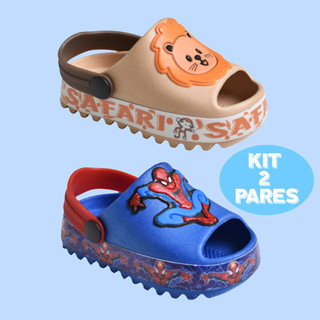 Kit 2 Babuche Infantil Menino Antiderrapante Lançamento Calce Facil Escola Dia a dia