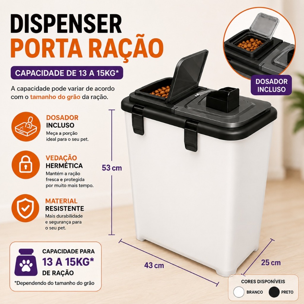 Porta Ração Mec Box Cabe ate 15kg Mec pet