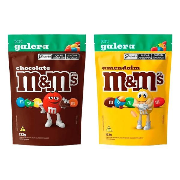 Kit 2 M&M's Confeito de Chocolate ao Leite Amendoim Sabores 132g MM, m&m, m e m, mms