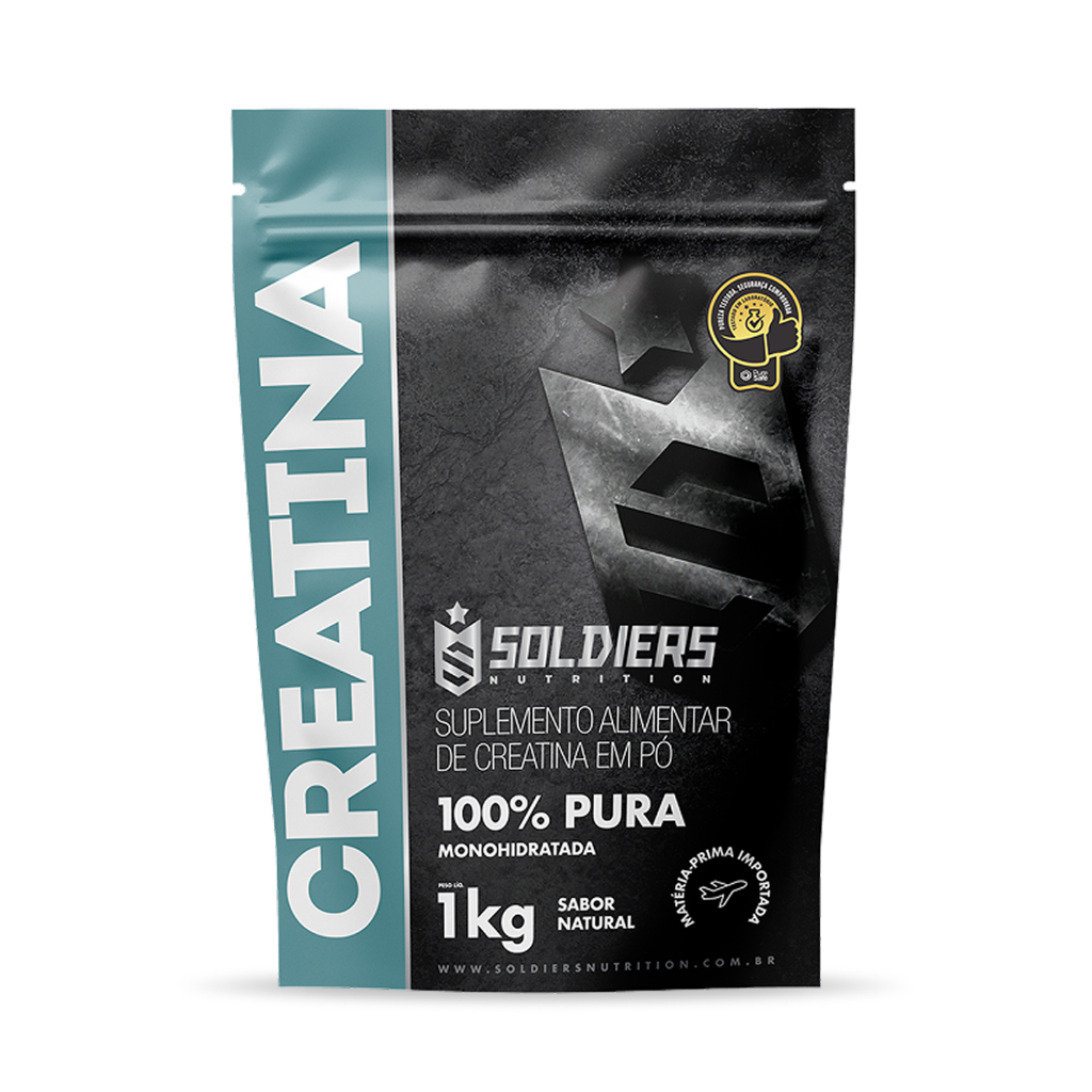 Creatina Monohidratada 1kg 100% Pura Importada Soldiers Nutrition Suplemento Performance Muscular Força