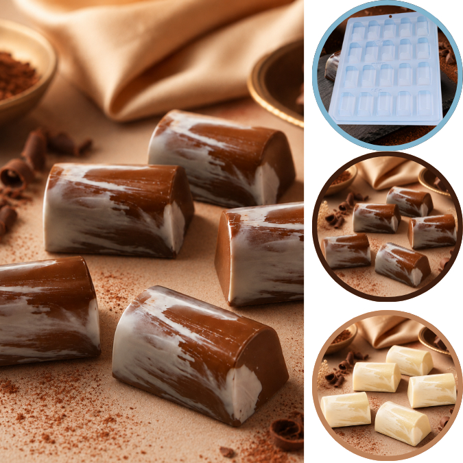 1~10 Forma Simples Bombom Meia Cana 1344 - (A9) em Acetato BWB Doces de Chocolate e Confeitaria. (CHOCO)