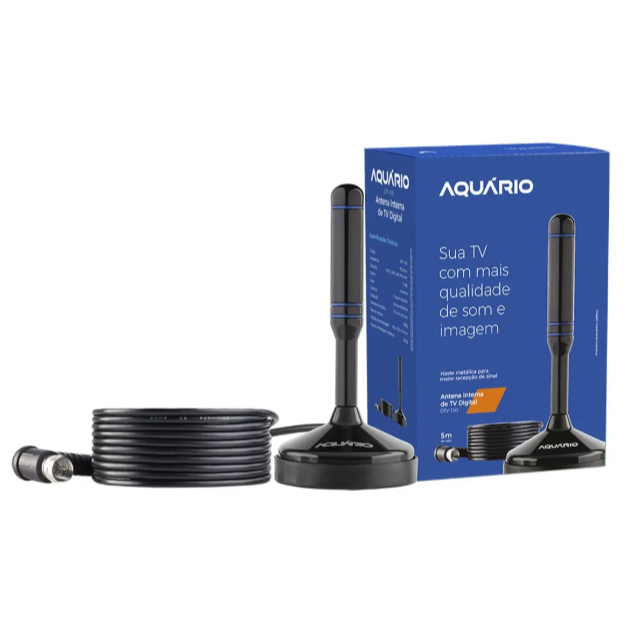 Antena Interna Tv Digital Hdtv Dtv 150 3dBi Aquario Cabo 5 Metros