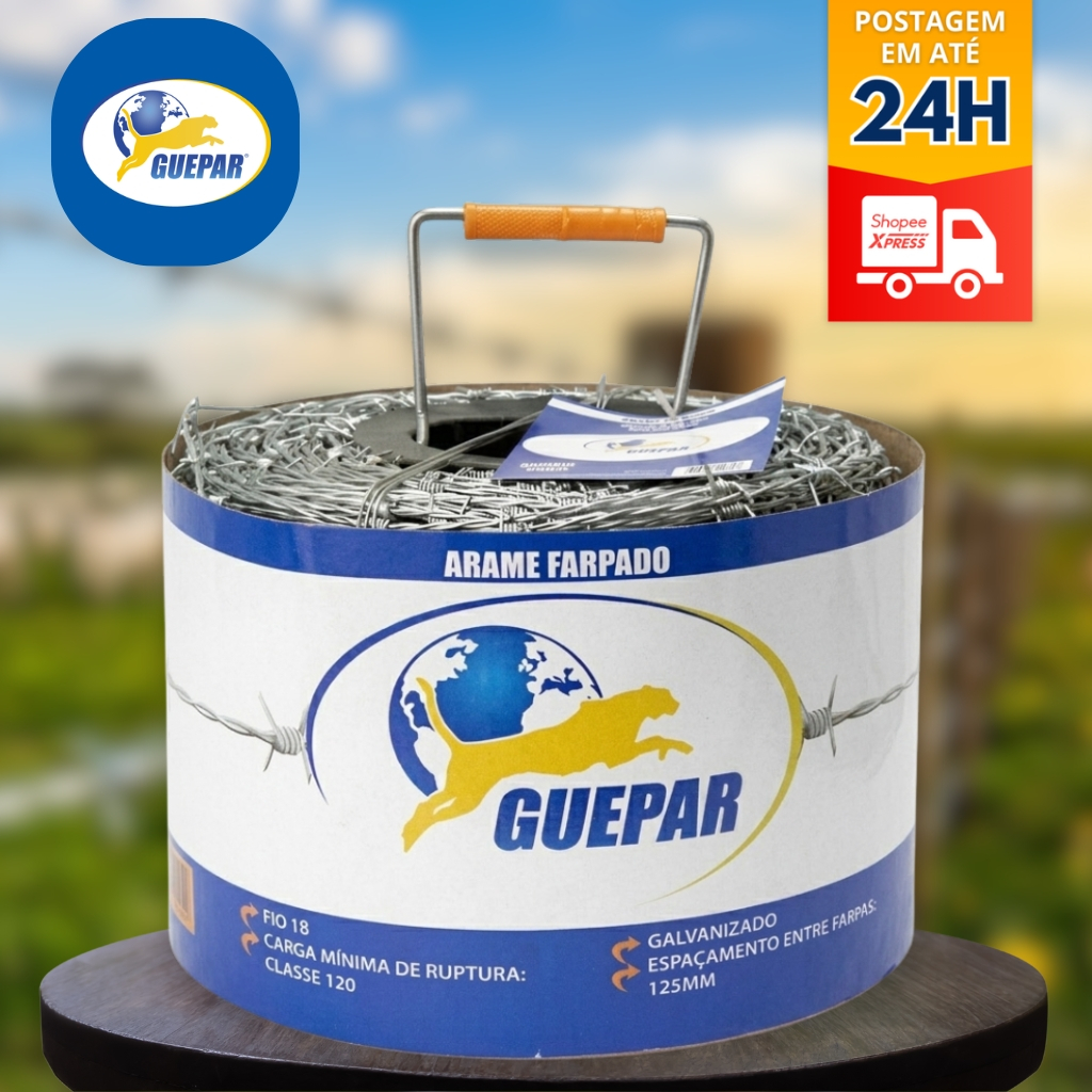 Arame Farpado Galvanizado Alta Resistência Cerca Rural Gado e Segurança 100m Fio 18