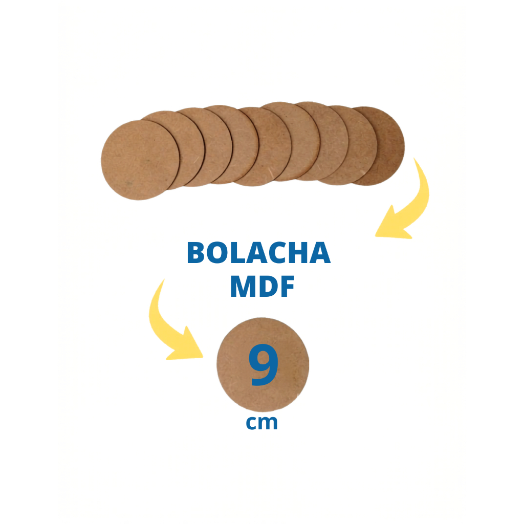 Kits Bolachas Aplique em MDF Crú Corte a Laser em Tamanhos de 9cm Para Artesanatos Diversos Sem Resina