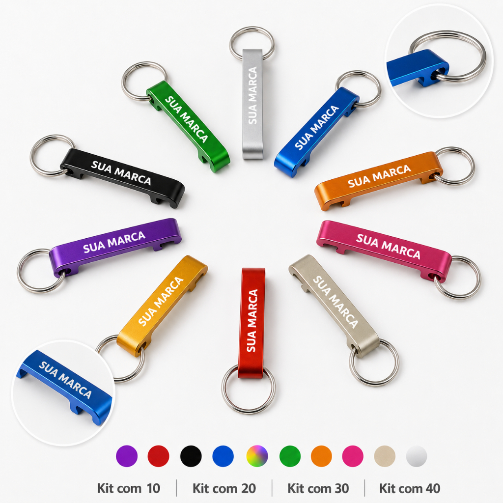 Kit 10 a 40 Chaveiros Abridor Personalizado Brindes Para Sua Empresa Marca Logotipo Gravado
