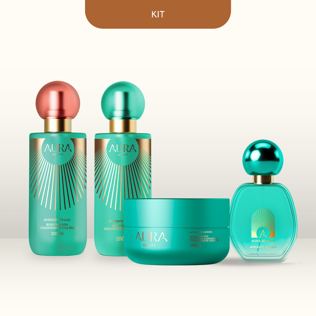 Kit Familia Afrodite - Afrodite Petals + Afrodite Garden + Manteiga Iluminadora + Secret Garden