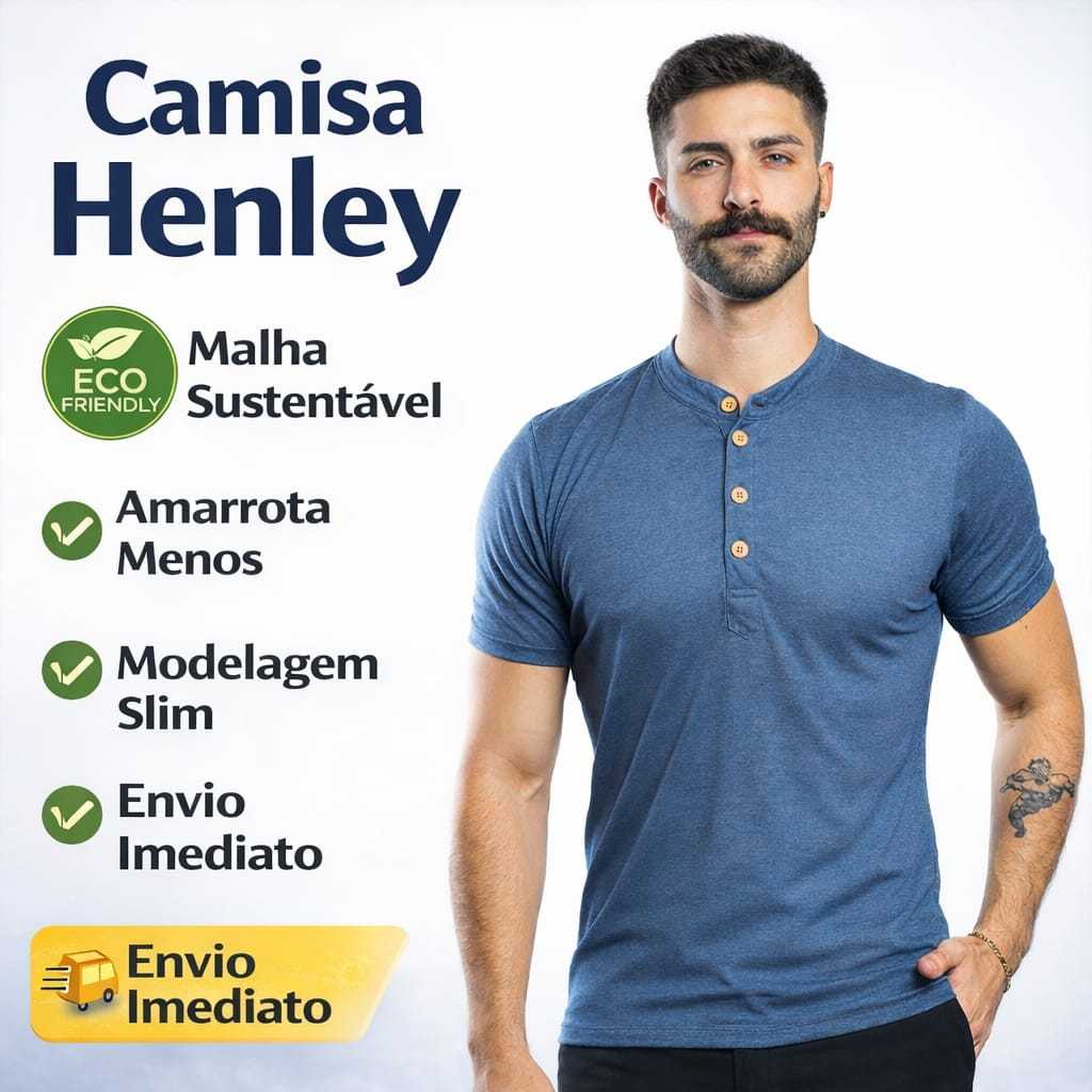 Camisa Henley Gola Padre GS One Confortável e Moderna