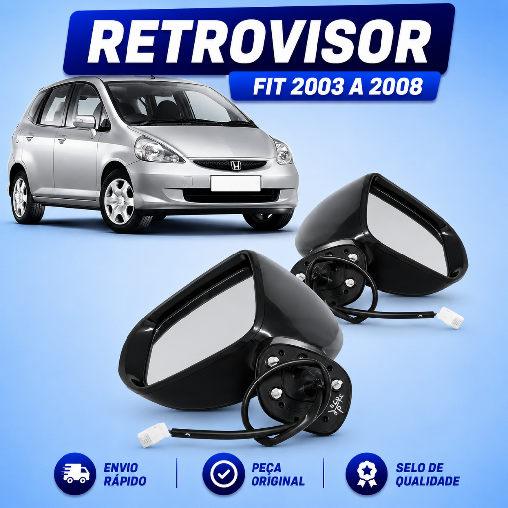 Retrovisor Fit 2003 2004 2005 2006 2007 2008 Eletrico Com pisca