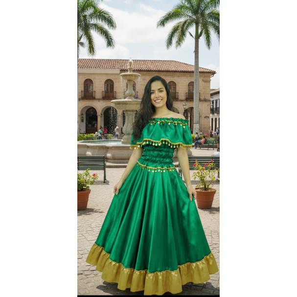 CONJ.CIGANA ESMERALDA VERDE CLARO (BLUSA E SAIA) COM 6M DE RODA ----UMBANDA---