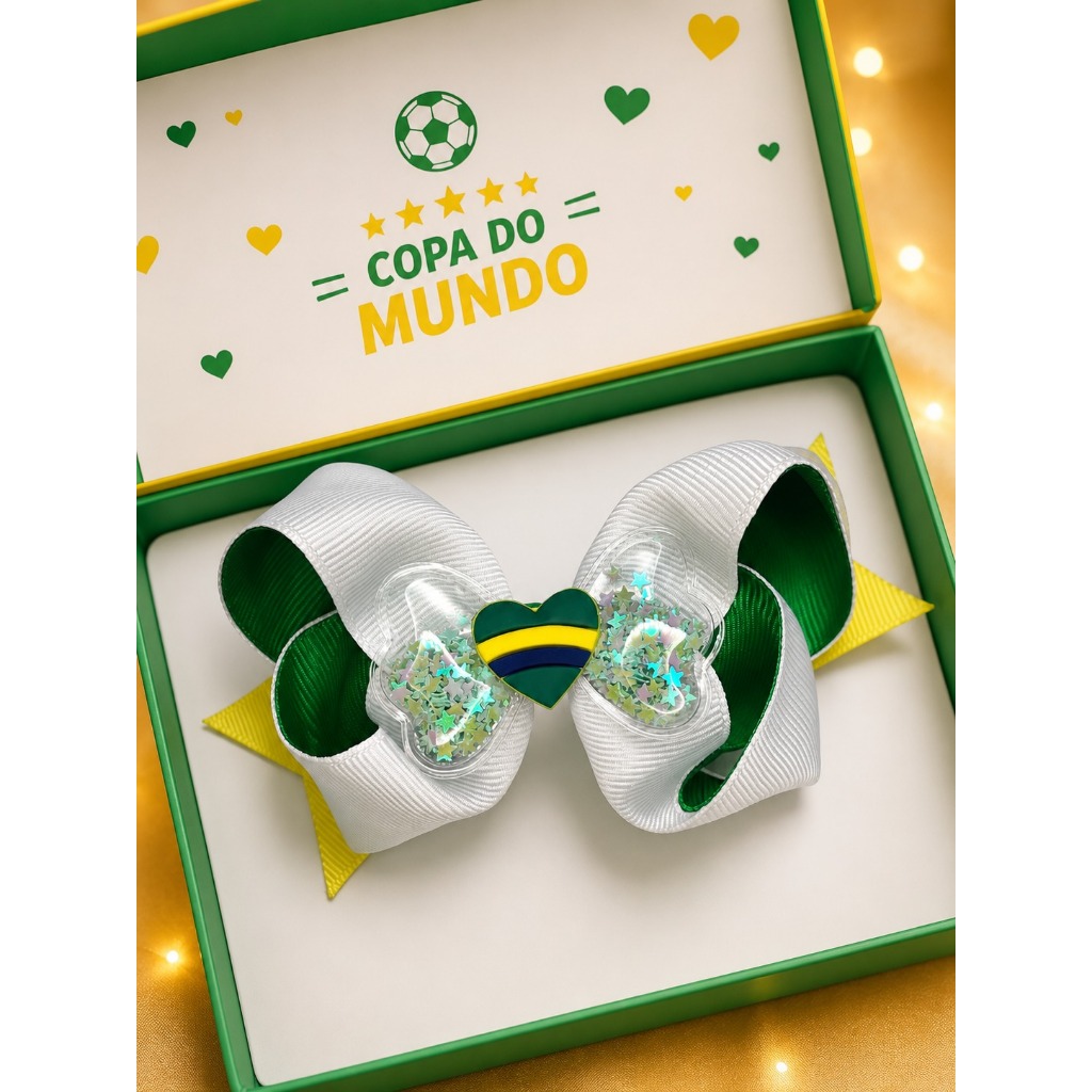 Laço Copa do Mundo laço Boutique Grande Brasil Verde Branco Azul Amarelo Seleção Brasileira Futebol Bola