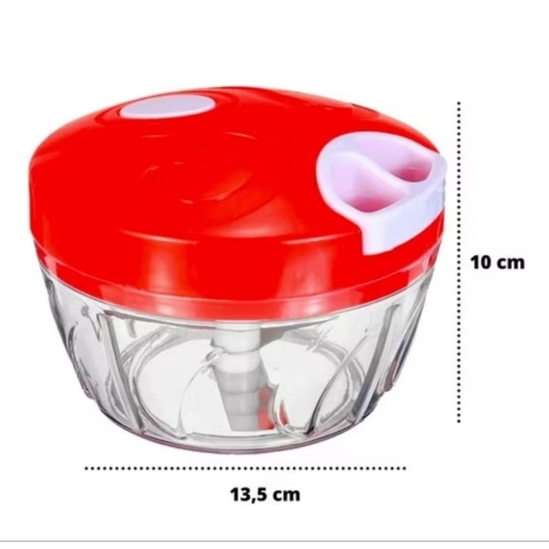 Mini Processador Manual de Alimentos 3 Lâminas Inox  500ml  Triturador Portátil de Legumes, Alho e Carne