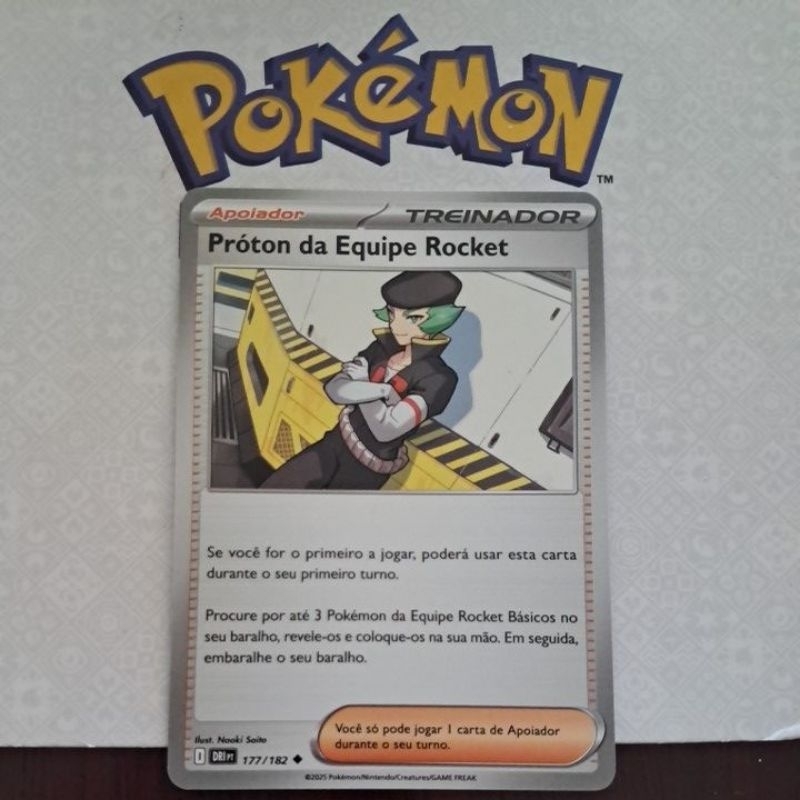 Carta Card Pokémon Treinador Próton Da Equipe Rocket Rivais Predestinados