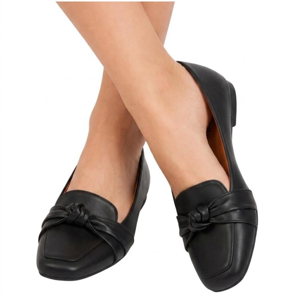Mocassim Feminino Bico Quadrado Sandália  Rasteirinha Sapato Mulher
