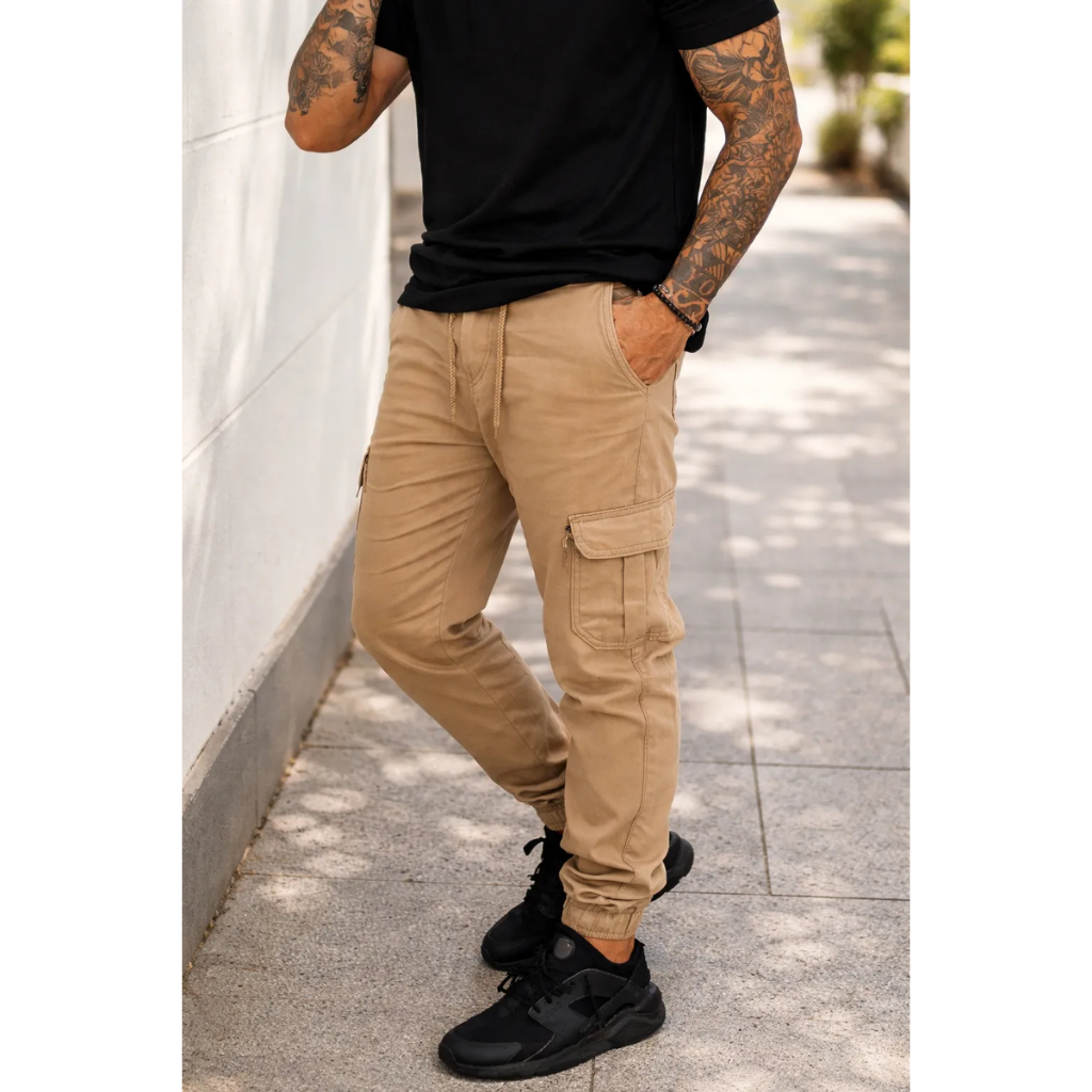 Calça Cargo Jogger Jeans Masculina Com Elástico e Bolsos Qualidade