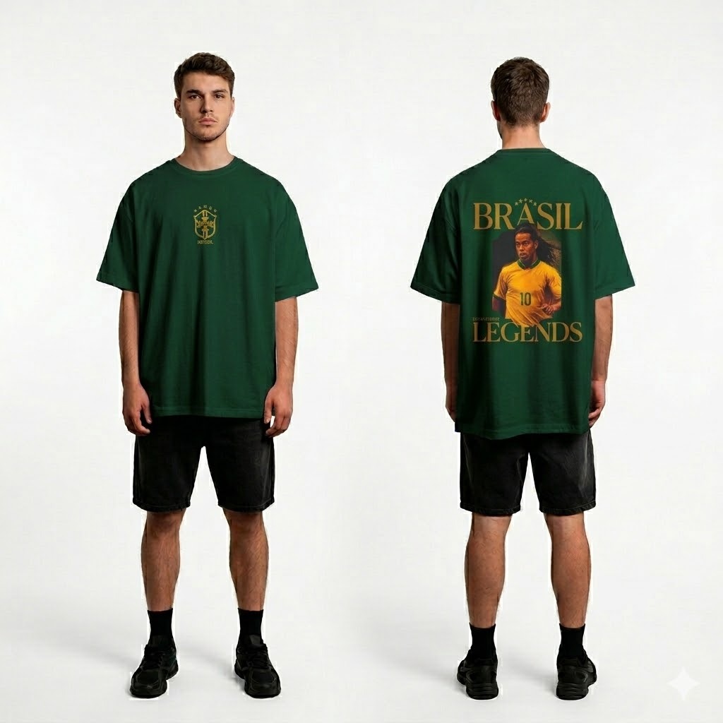 Camisa Brasil Legends Lr Infinity - Ronaldinho (O Bruxo do Futebol Arte) oversized