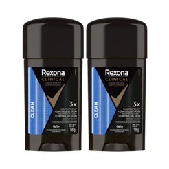Desodorante Rexona Clinical Clean Masculino 58g - Kit C/2 Unidades