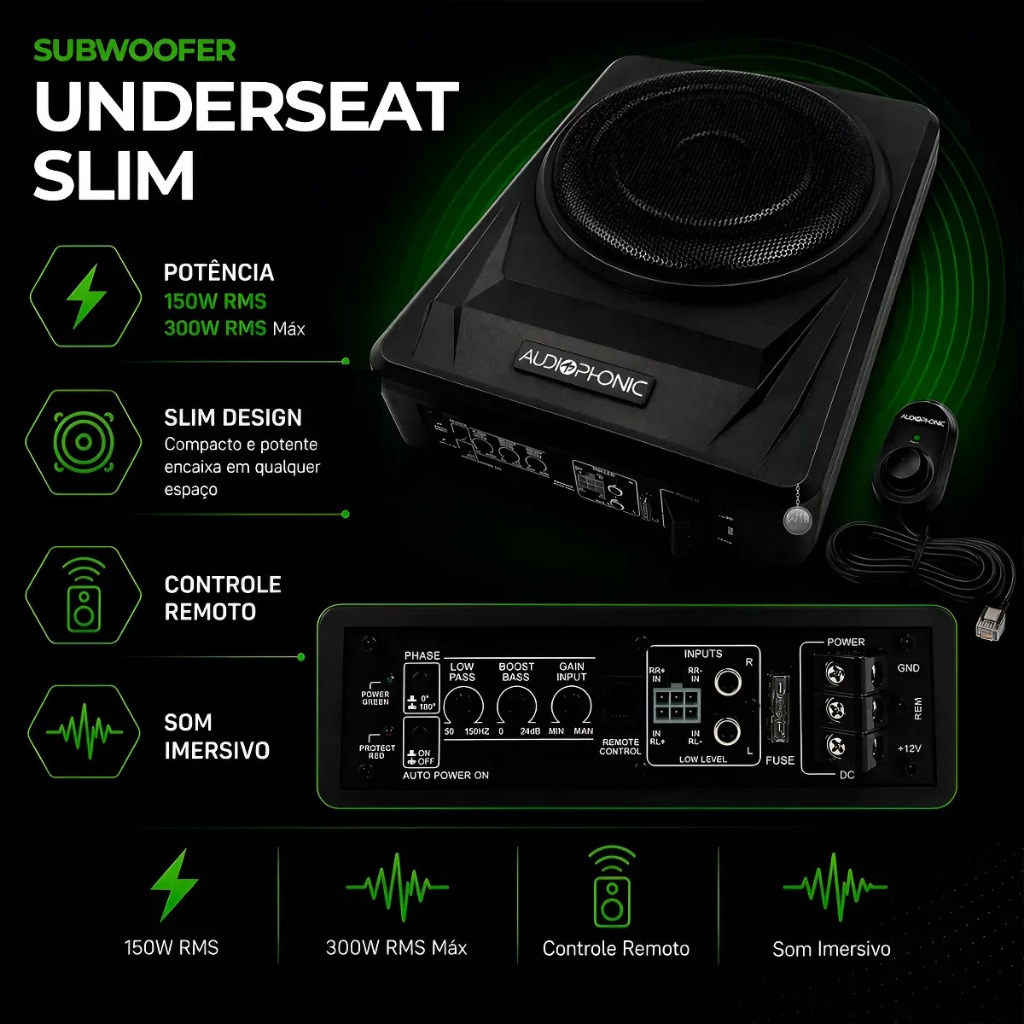 Caixa Amplificada Audiophonic Subwoofer Bas 3.0 8 Pol 300w
