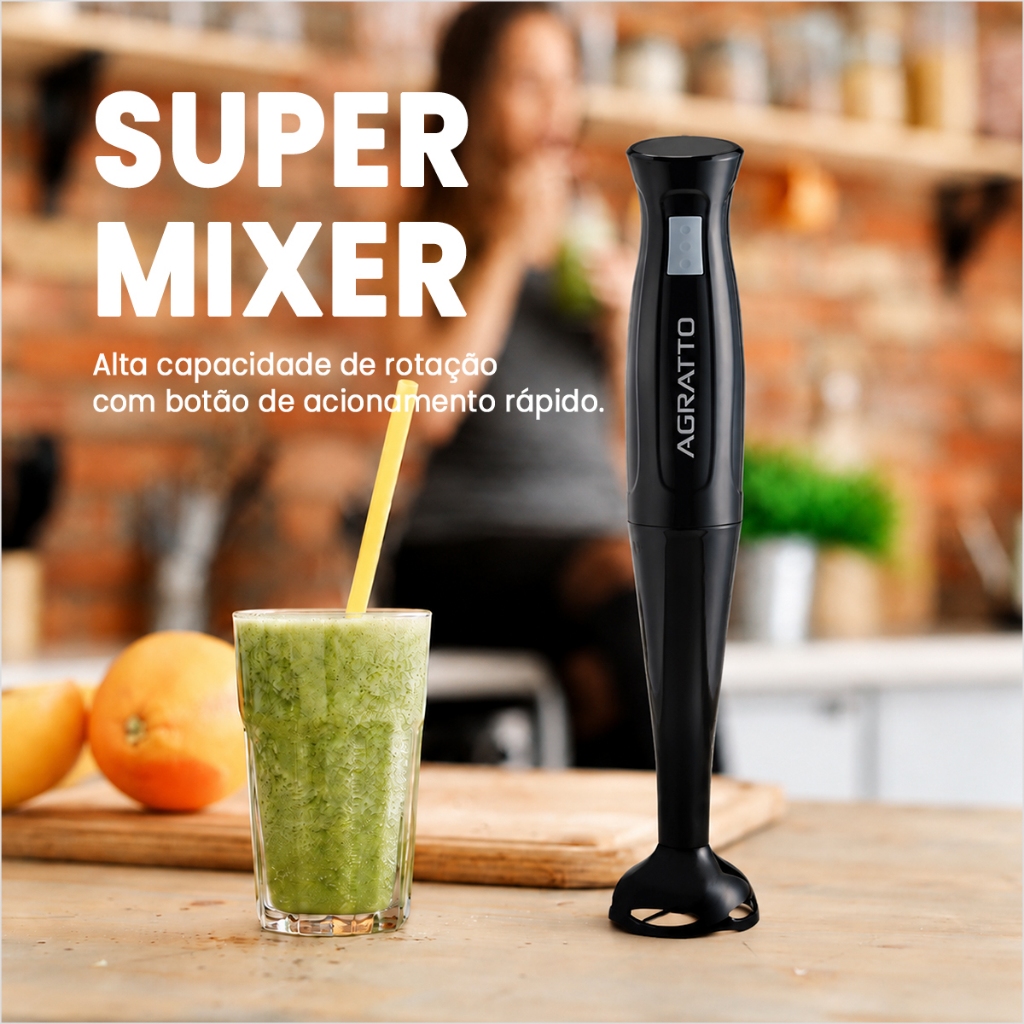 Misturador Elétrico Turbo Mixer Elétrico Liquidificador Potente Manual Agratto 127V Batedeira de Mão · foto 2