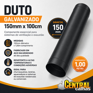 Duto Para Chaminé De Churrasqueira 150mm X 100cm (1 Metro)