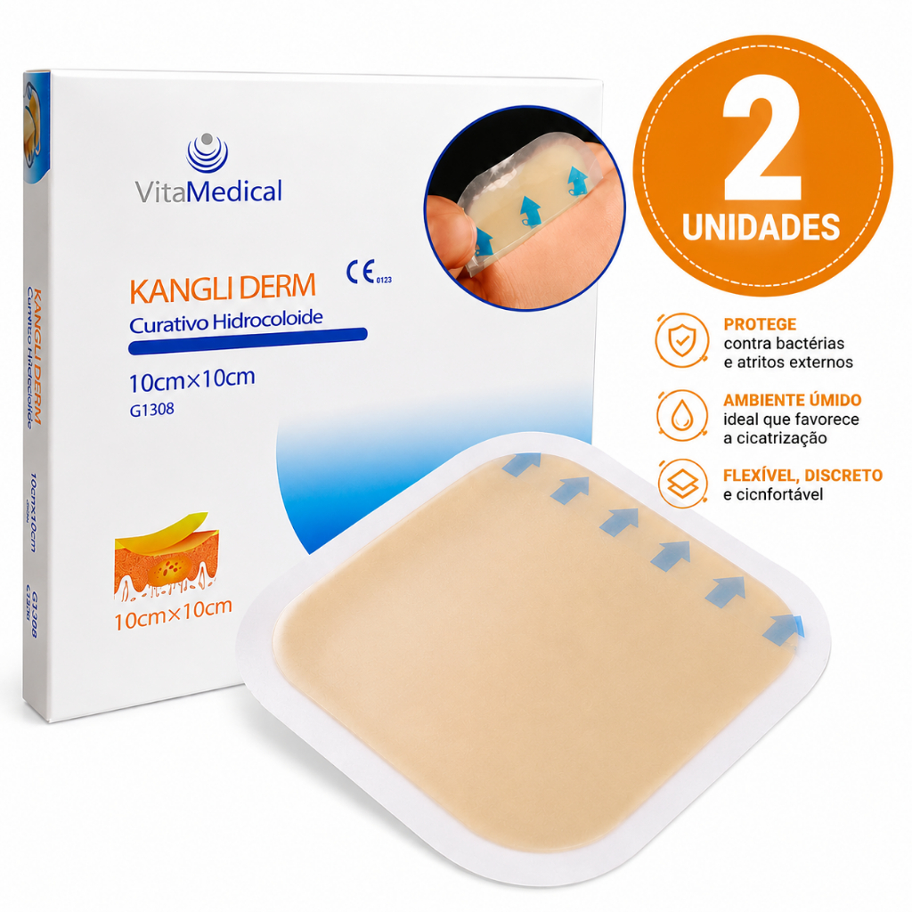 KIT 2 CURATIVO HIDROCOLOIDE PROTEÇÃO FERIDAS EVITA ESCARAS TAMANHO 10X10CM 2 PLACAS