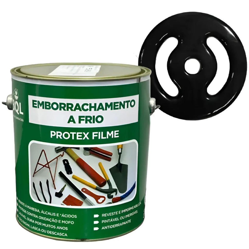 Emborrachamento a Frio Preto 3,6L Biolub Protex – Revestimento Emborrachado para Anilhas, Ferramentas, Metais e Proteção