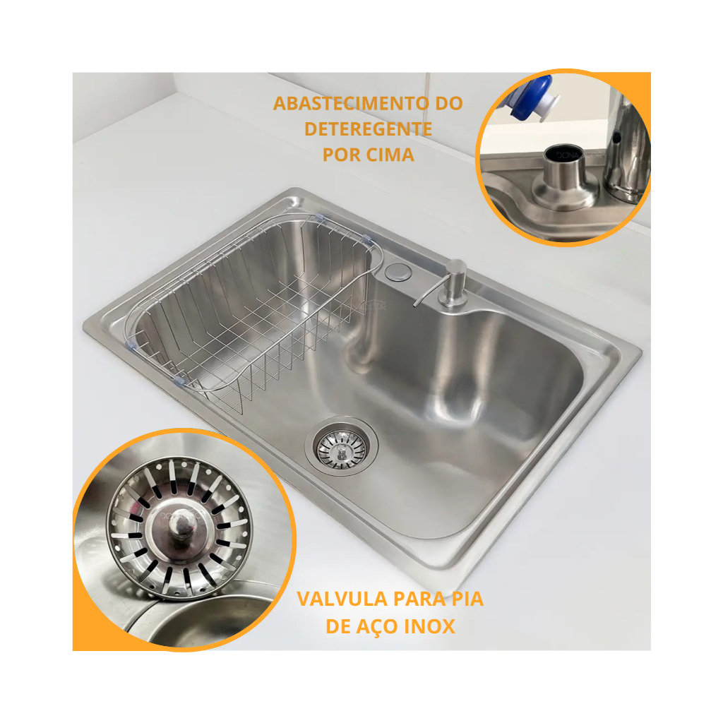 Pia Cuba Gourmet Cia Aço Inox Escovado 50x40cm Pia De Cozinha Americana Acabamento Premium De Sobrepor Embutir
