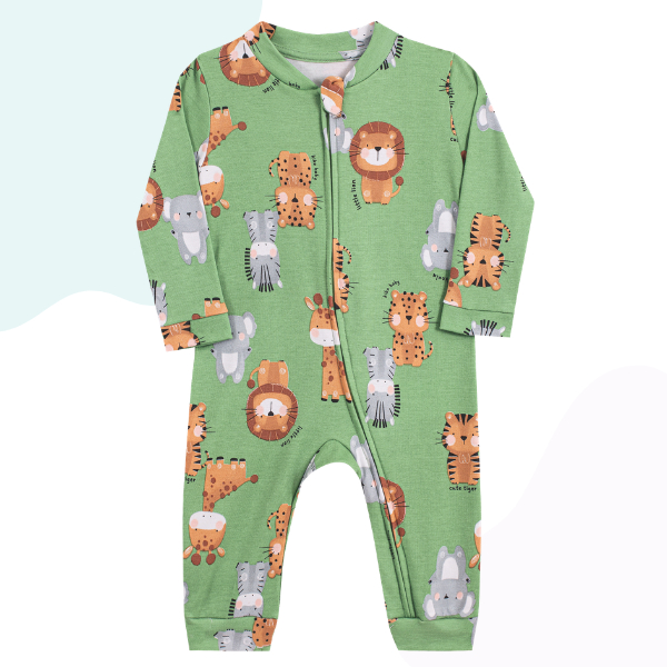 Macacão com Zíper em Suedine Estampado - 100% Algodão - Kiko Baby - Enxoval - Macacão bebê menino