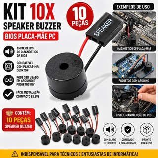Kit 10x Speaker Buzzer BIOS Placa Mãe PC Desktop | Bip Diagnóstico Computador Arduino