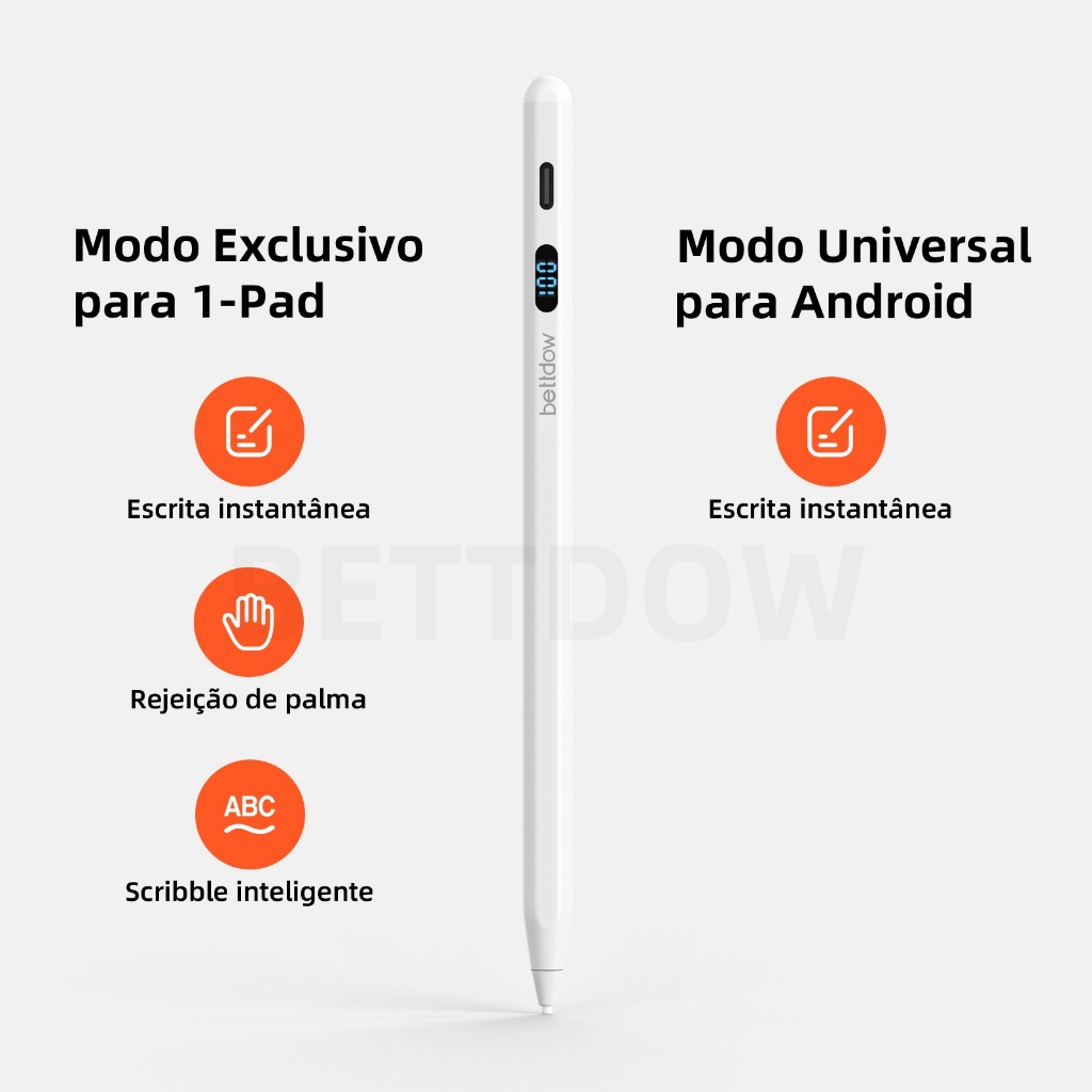 Caneta Stylus 2 em 1 BETTDOW GD017, compatível com sistemas iPad e Android, com indicador LED de bateria. · foto 2